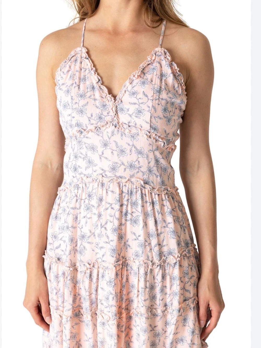 Pretty Pink Floral Ruffle Maxi Dress